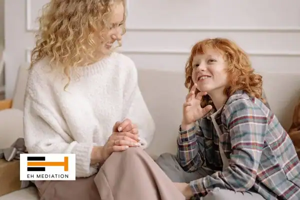 Happy mother and child after sorting child arrangements mediation Hornsea